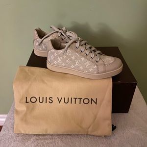 Authentic LV Toddler Canvas Sneakers with Leather Trim - Size 28